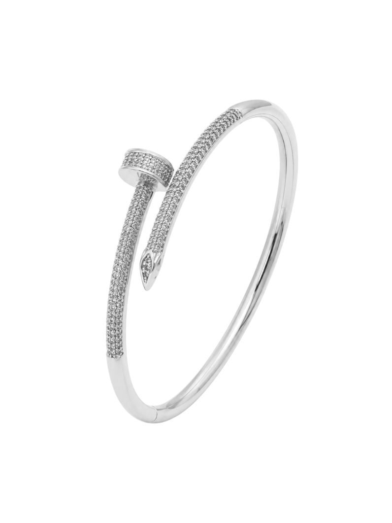 Bracelete Folheado a Ouro 18k e Prata Prego Com Zircônias