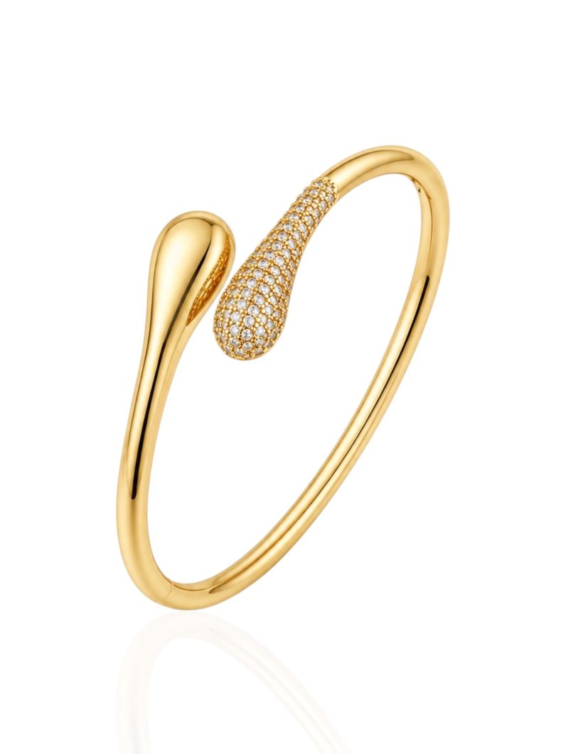 Bracelete Folheado a Ouro 18k e Prata Prego Cravejado