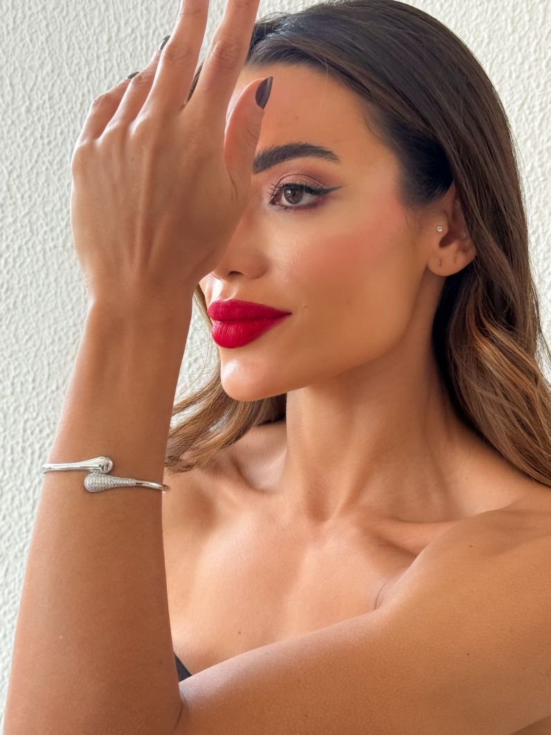Bracelete Folheado a Ouro 18k e Prata Prego Cravejado
