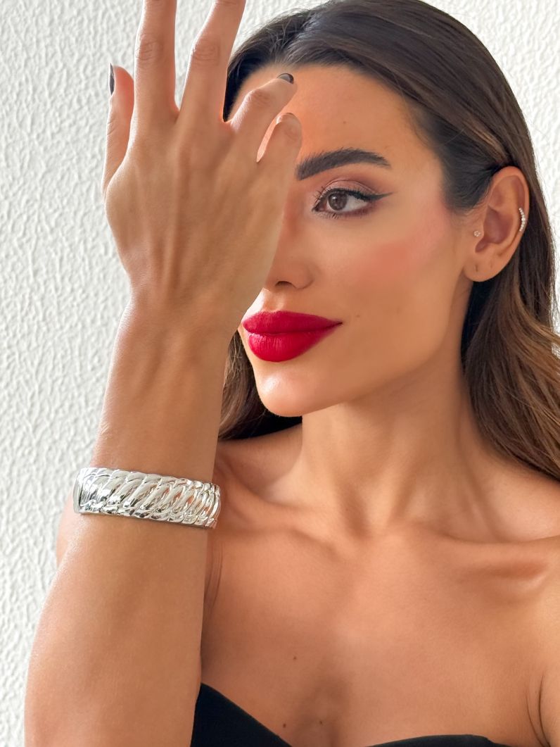 Bracelete Folheado a Ouro 18k e Prata Prego Desenhado
