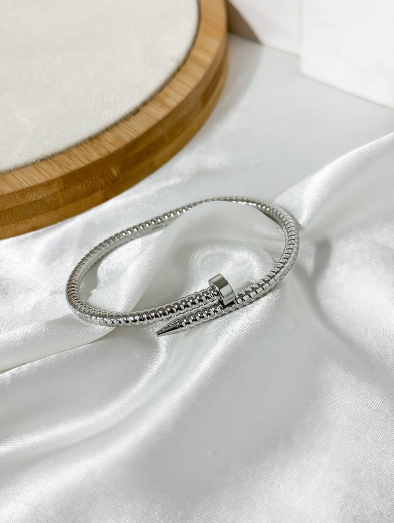 Bracelete Folheado a Ouro 18k e Prata Prego Texturizado