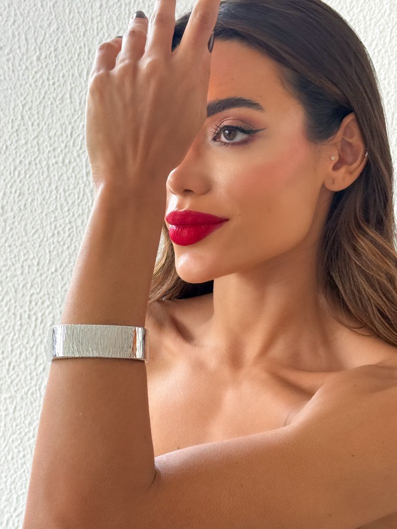 Bracelete Folheado a Ouro 18k e Prata Quadrado Texturizado