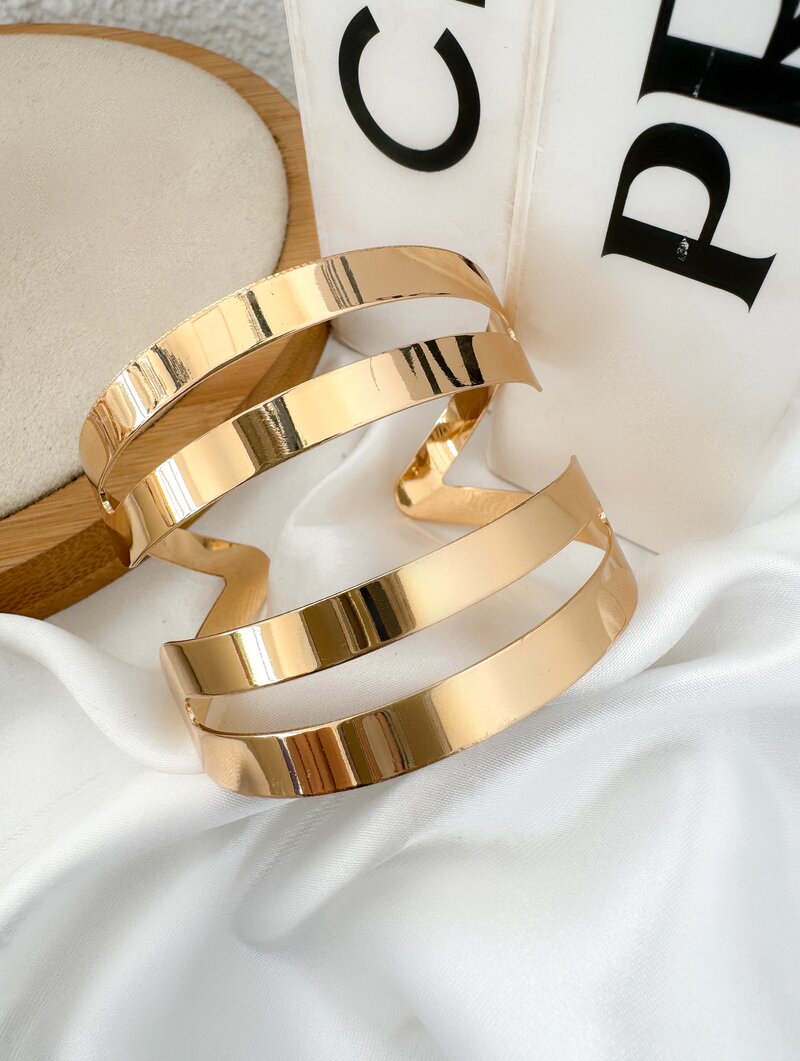 Bracelete Folheado a Ouro 18k e Prata Quatro Fios Lisos