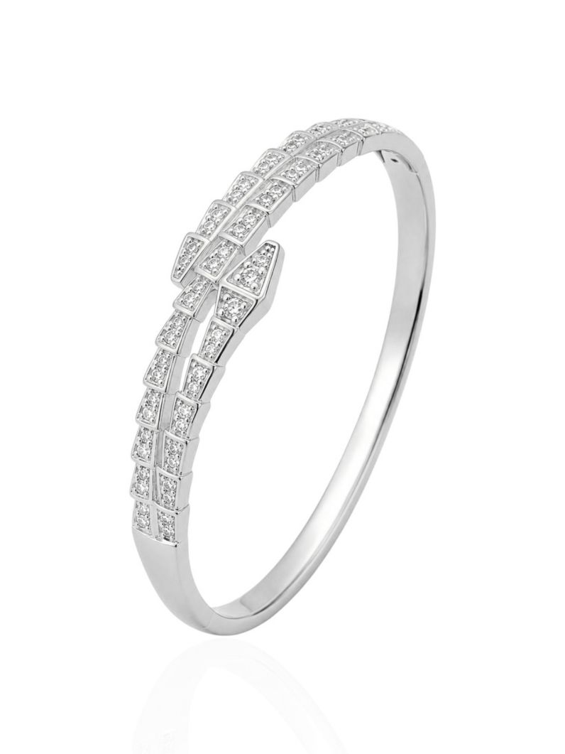 Bracelete Folheado a Ouro 18k e Prata Serpente Cravejada