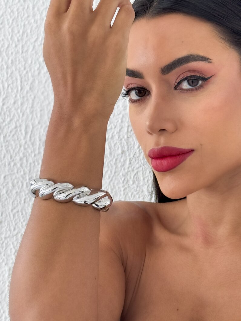 Bracelete Folheado a Ouro 18k e Prata Torcido