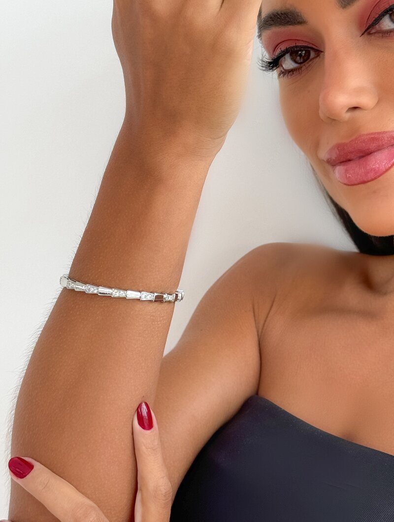 Bracelete Folheado a Ouro 18k e Prata Trabalhado com Micro Zircônias