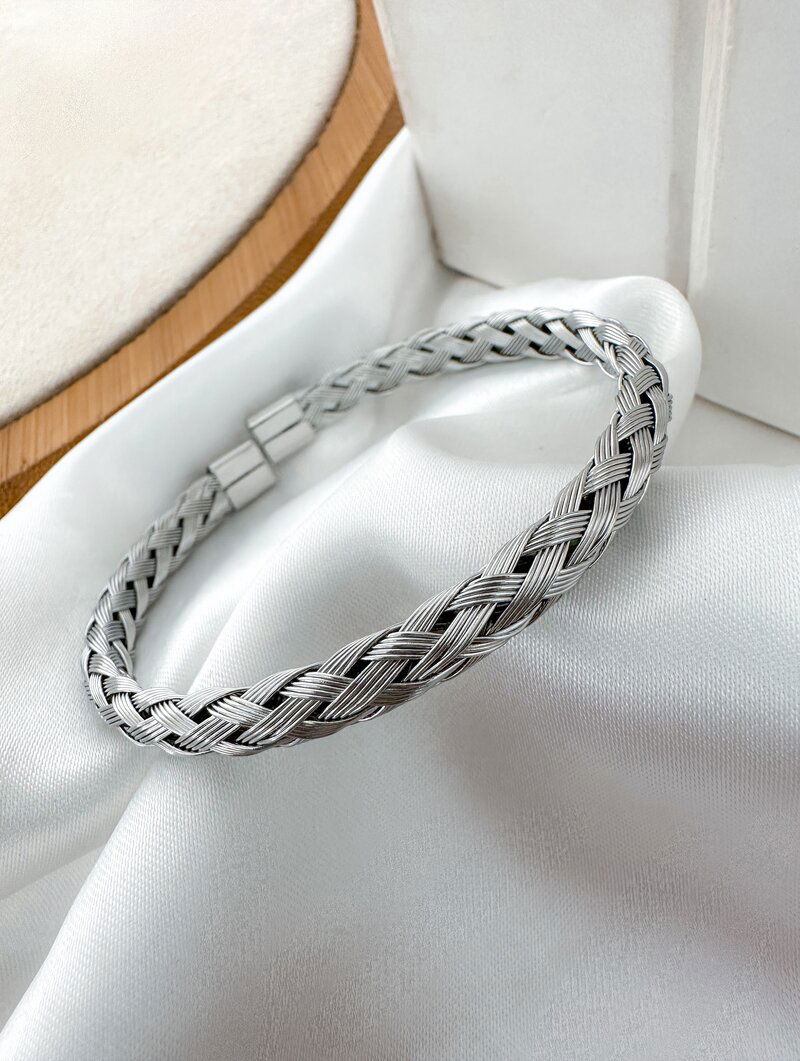Bracelete Folheado a Ouro 18k e Prata Trançado
