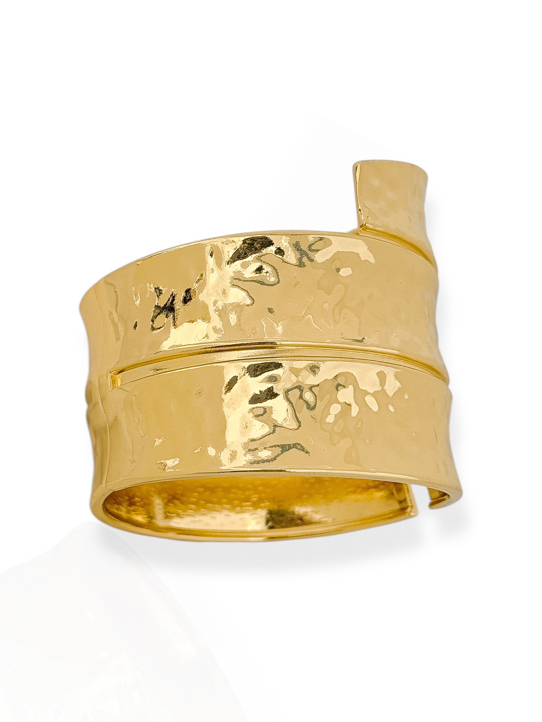 Bracelete Folheado a Ouro 18k e Prata Tubo Martelado Maxi