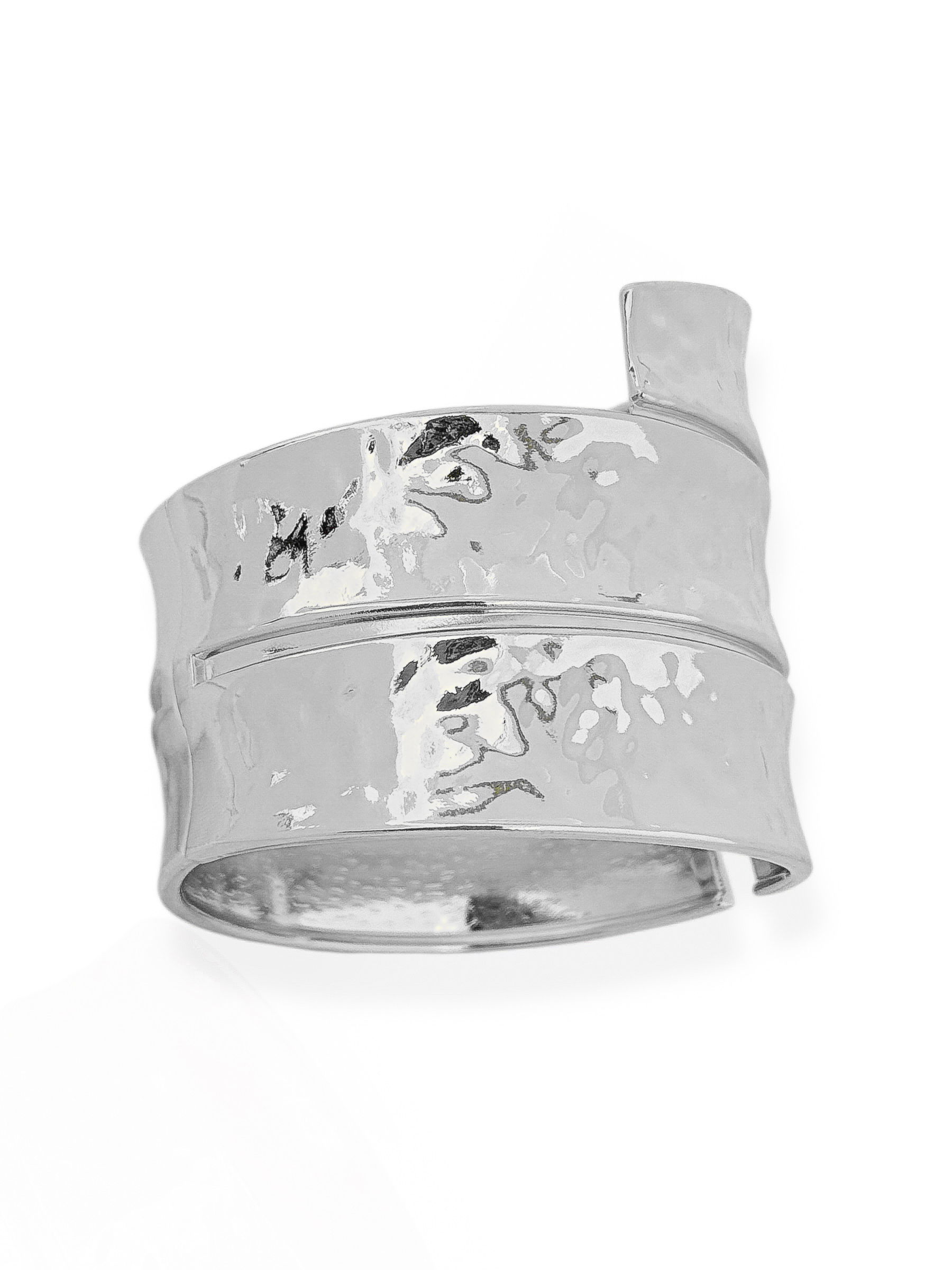 Bracelete Folheado a Ouro 18k e Prata Tubo Martelado Maxi