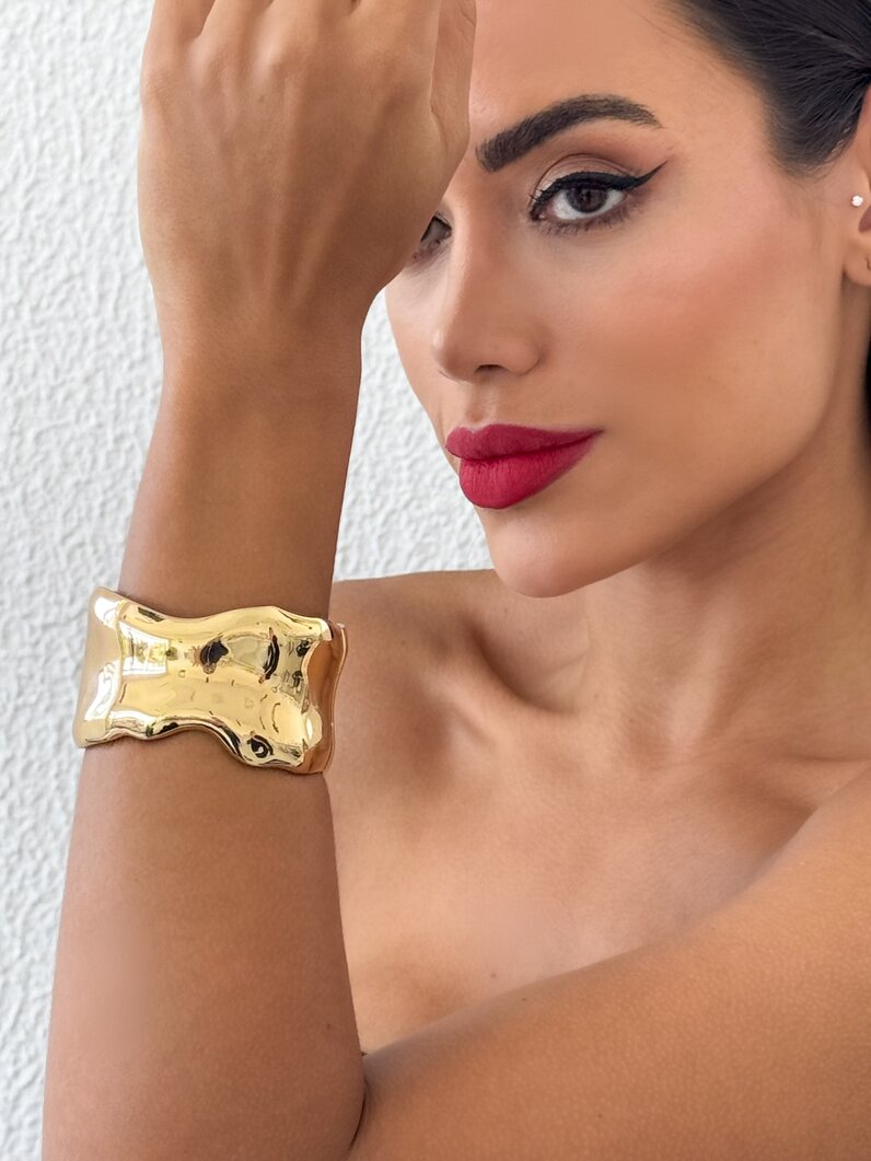 Bracelete Folheado a Ouro 18k e Prata tubo ondulado