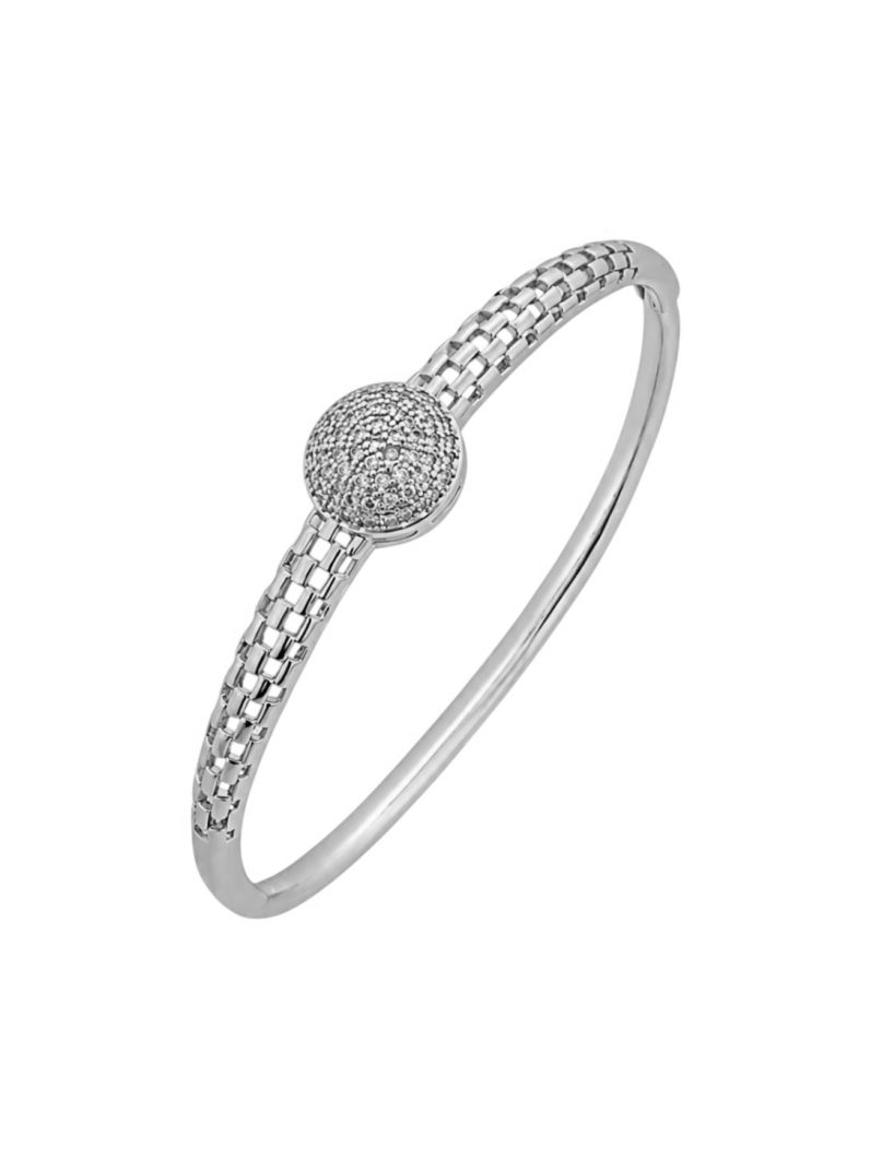 Bracelete Folheado a Ouro 18k e Prata Vazado Com Circulo Cravejado