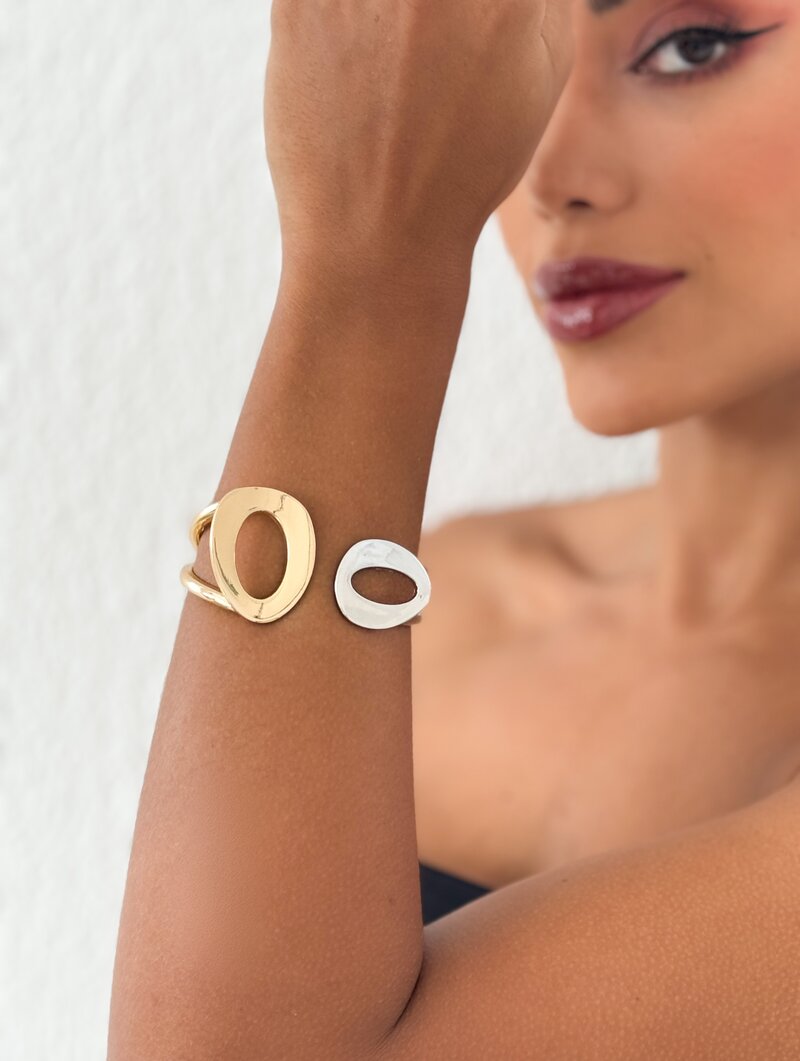 Bracelete Folheado a Ouro 18k e Prata Vazado com Maxi Elos