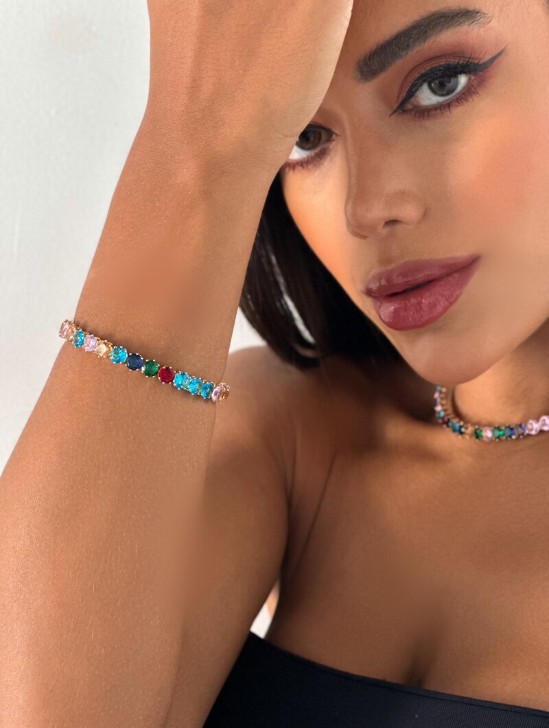 Bracelete Folheado a Ouro 18k e Prata Zircônias