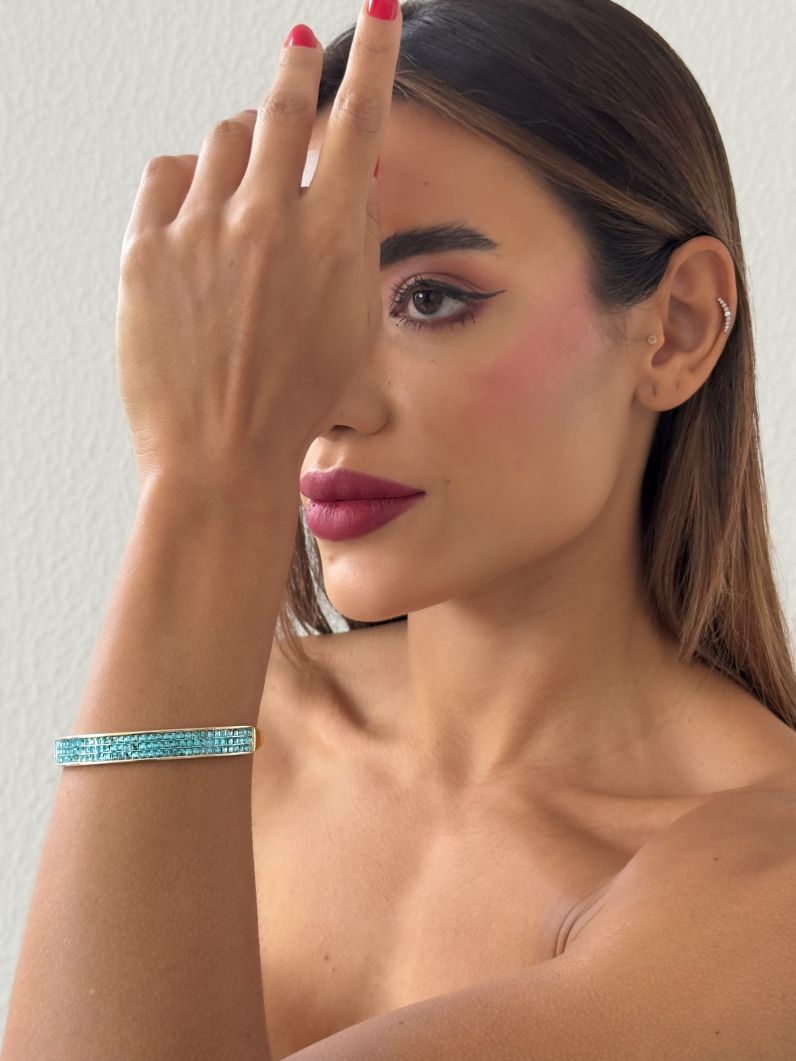 Bracelete Folheado a Ouro 18k e Prata Zircônias Coloridaas