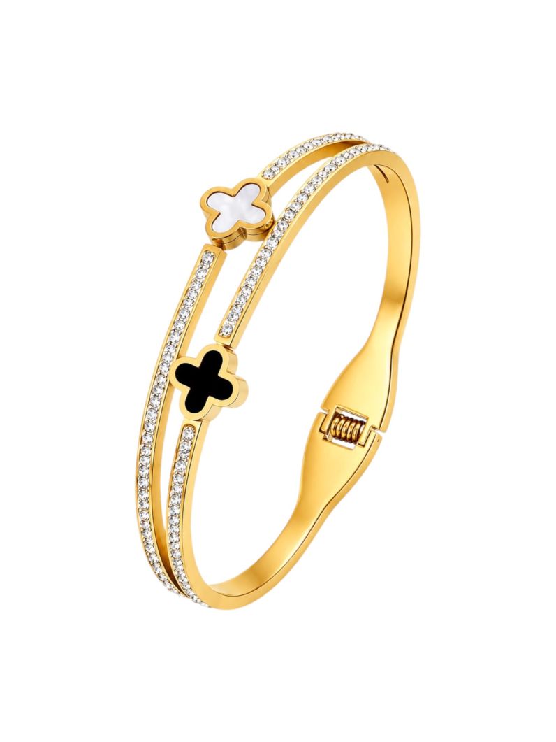 Bracelete Folheado a Ouro 18k e Prata Zircônias Com Inspiração Vg.