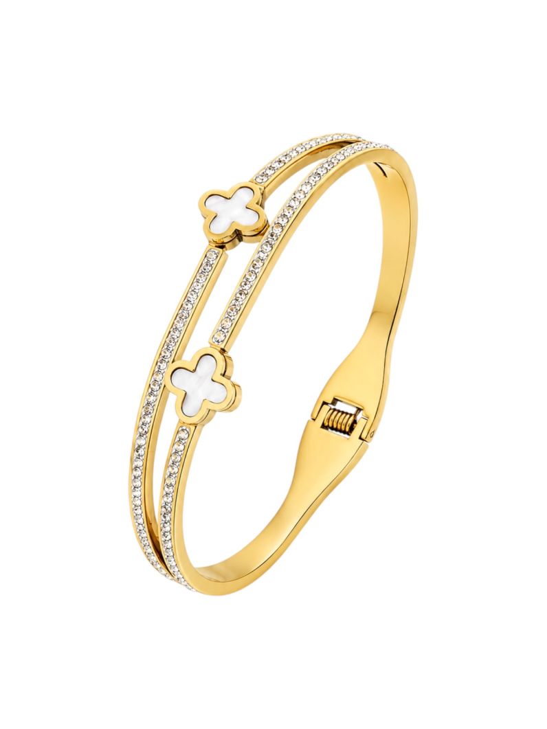 Bracelete Folheado a Ouro 18k e Prata Zircônias Com Inspiração Vg.