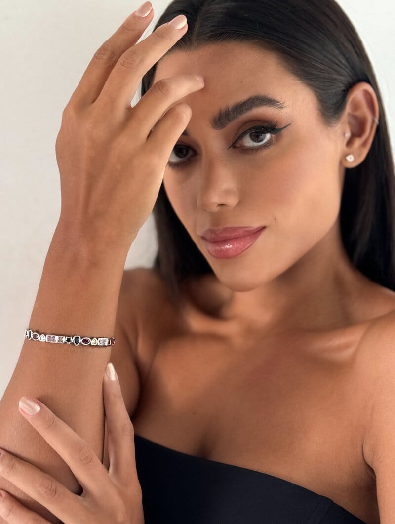Bracelete Folheado a Ouro 18k e Prata Zircônias Formatos