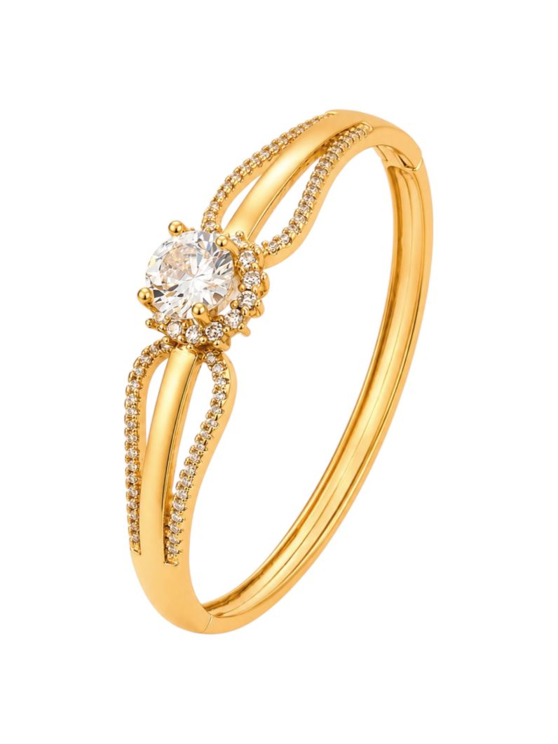 Bracelete Folheado a Ouro 18k e Prata Zirconias Trabalhadas