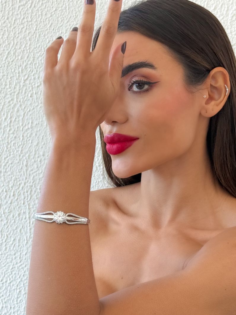 Bracelete Folheado a Ouro 18k e Prata Zirconias Trabalhadas
