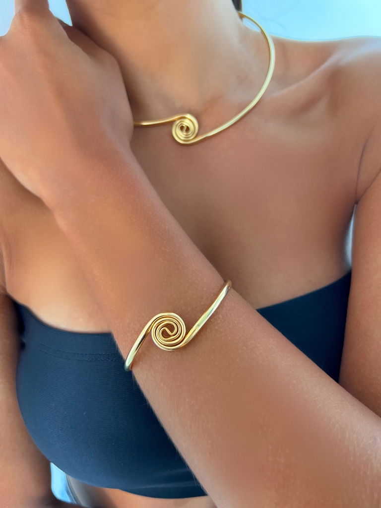 BRACELETE FOLHEADO A OURO 18K ASPIRAL