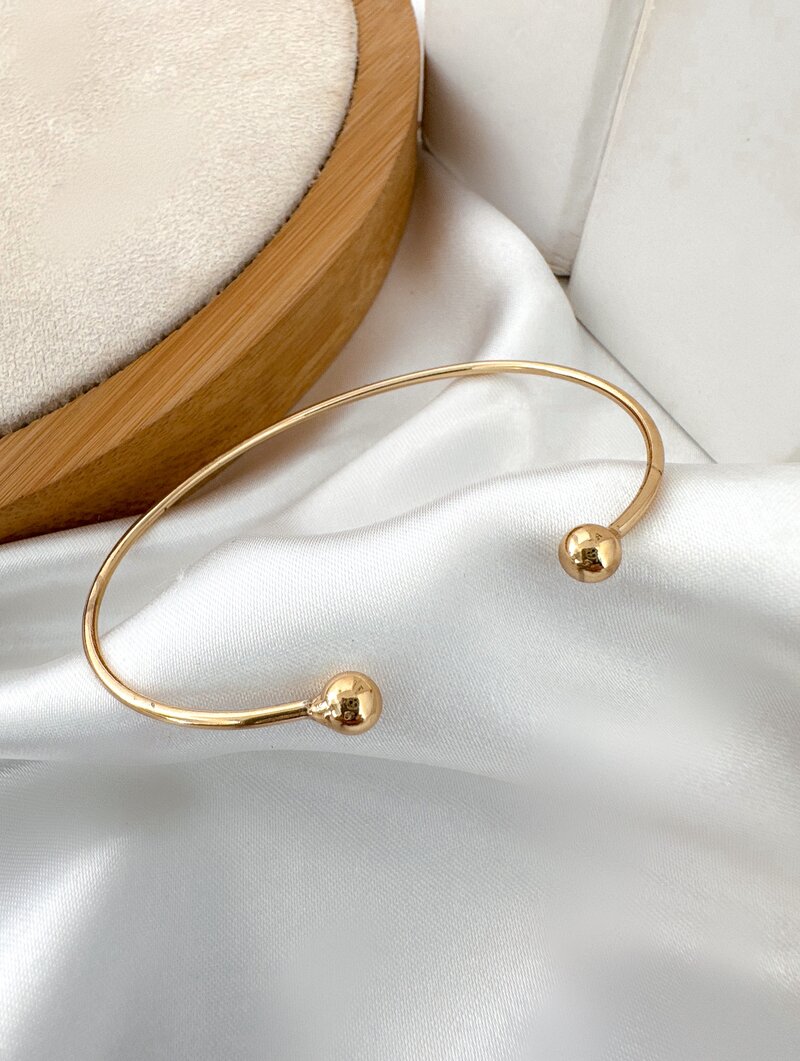 Bracelete Folheado a Ouro 18k Liso com Esferas