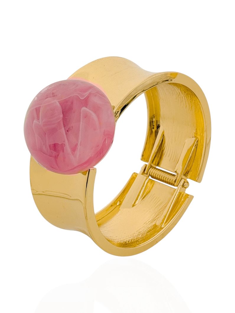 Bracelete Folheado a Ouro 18k Liso Com Forma Resinada