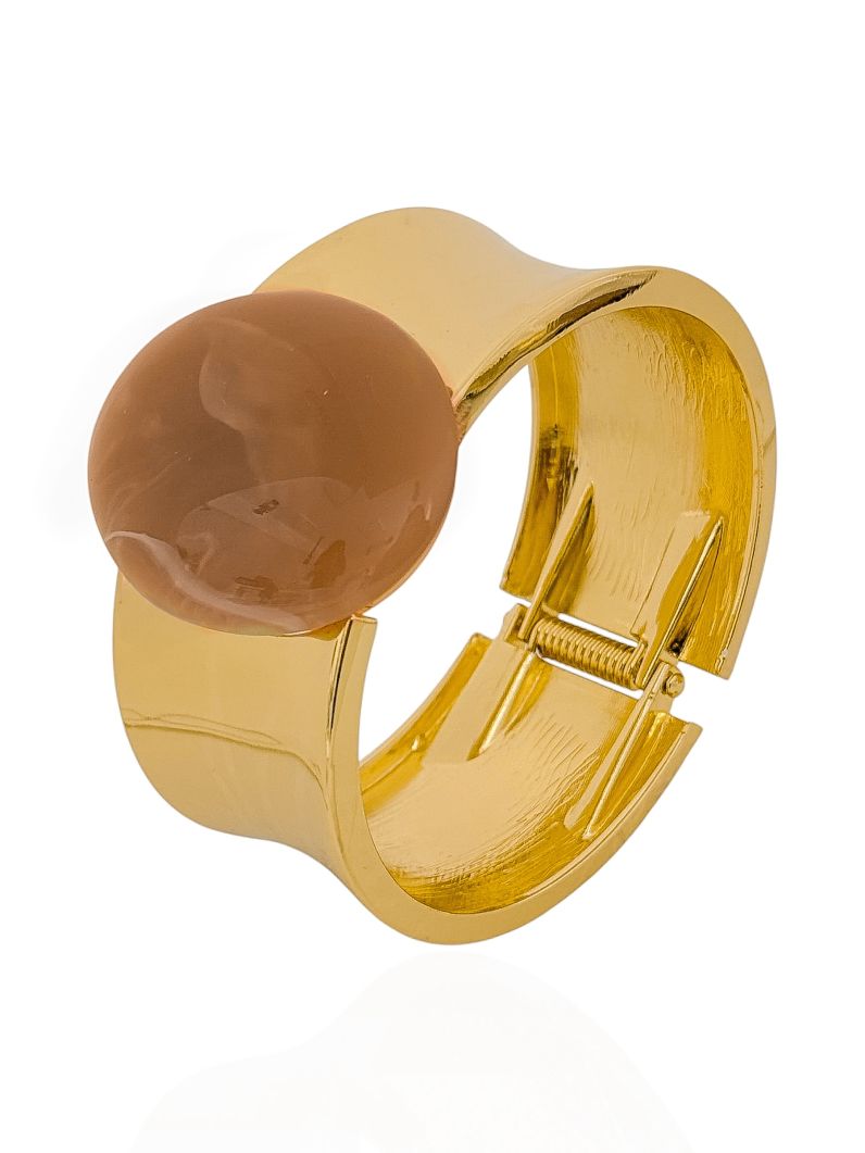 Bracelete Folheado a Ouro 18k Liso Com Forma Resinada