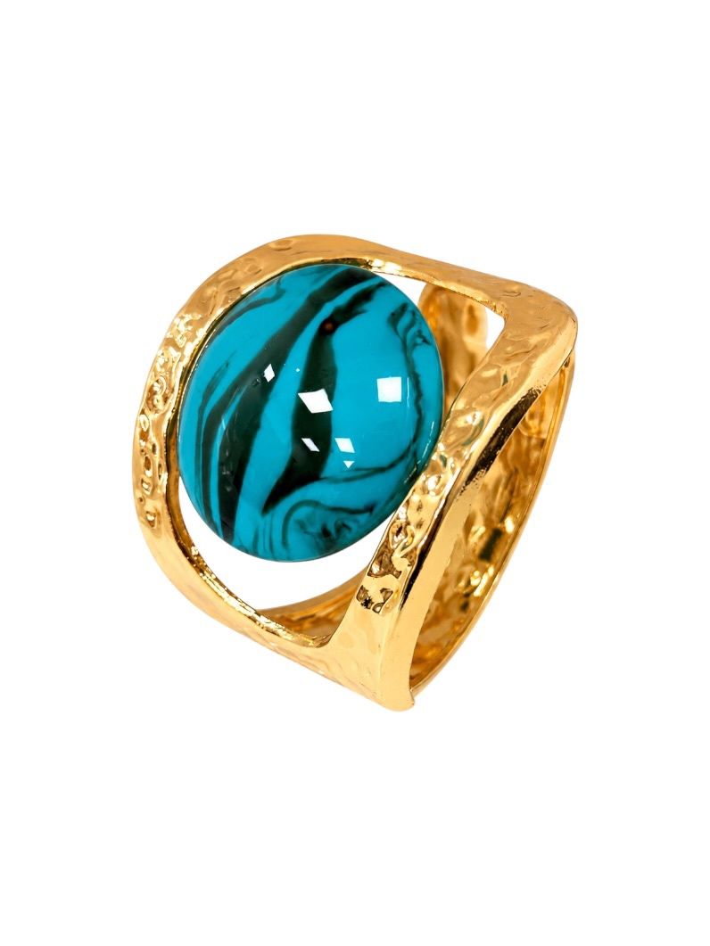 Bracelete Folheado a Ouro 18k Martelado e Resinado