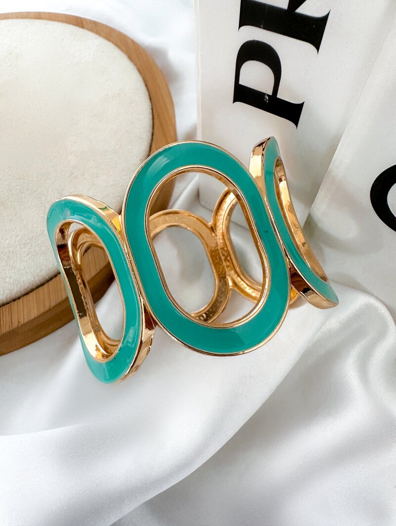 Bracelete Folheado a Ouro 18k Maxi Oval Resinado