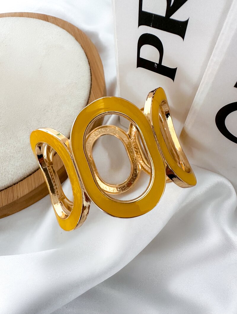 Bracelete Folheado a Ouro 18k Maxi Oval Resinado