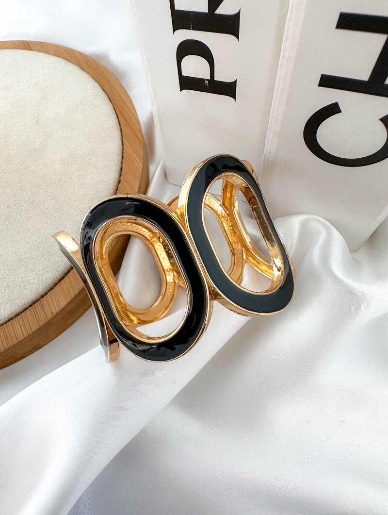 Bracelete Folheado a Ouro 18k Maxi Oval Resinado