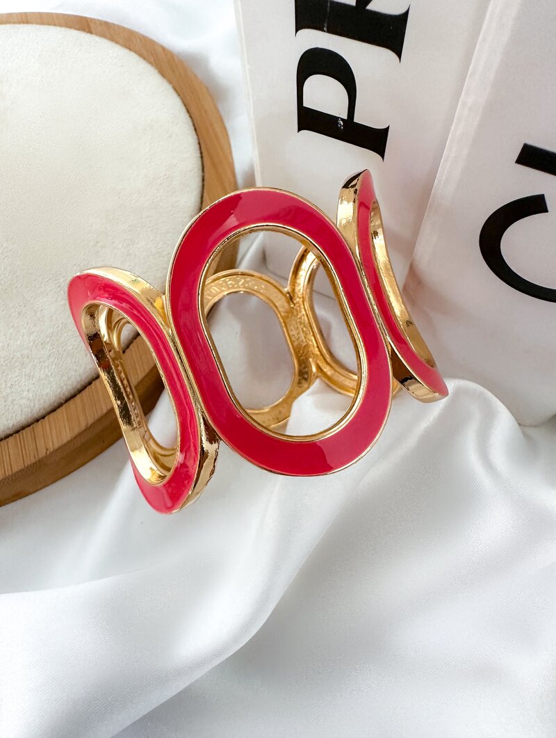 Bracelete Folheado a Ouro 18k Maxi Oval Resinado