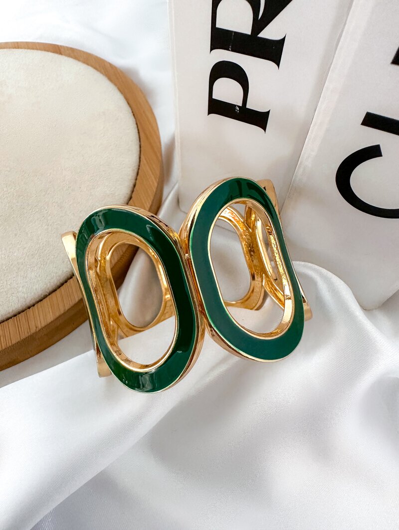 Bracelete Folheado a Ouro 18k Maxi Oval Resinado