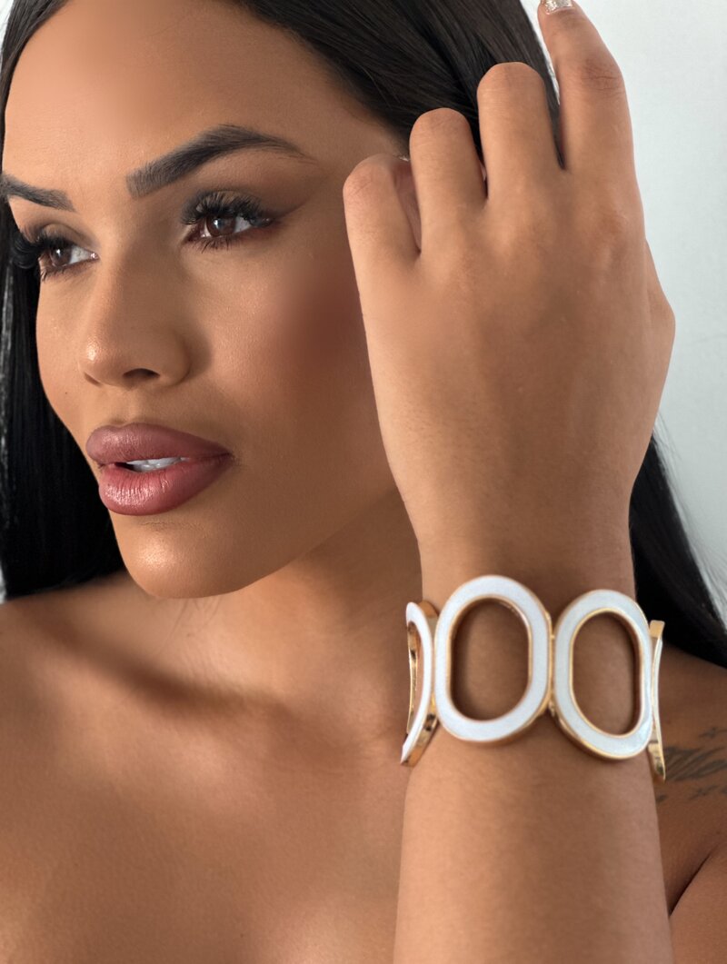 Bracelete Folheado a Ouro 18k Maxi Oval Resinado