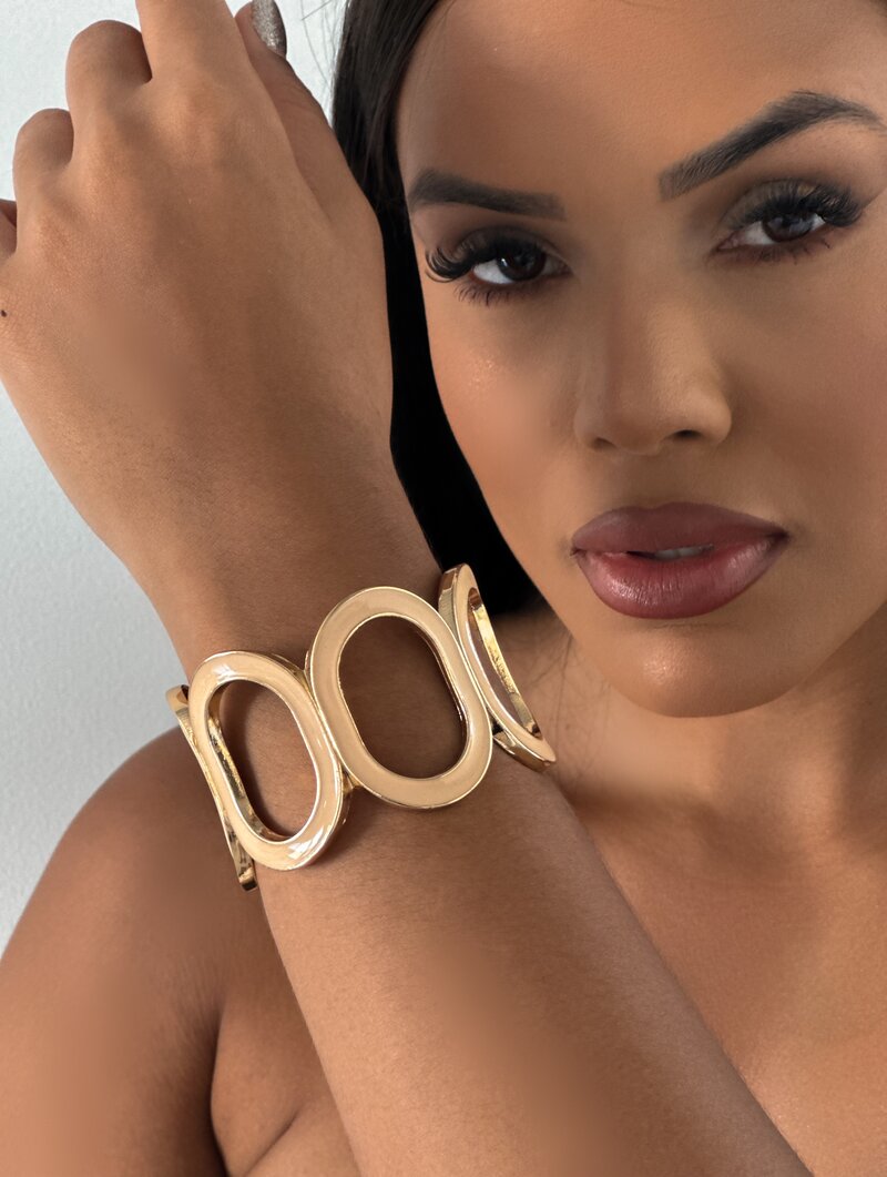 Bracelete Folheado a Ouro 18k Maxi Oval Resinado