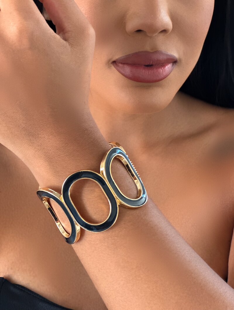 Bracelete Folheado a Ouro 18k Maxi Oval Resinado