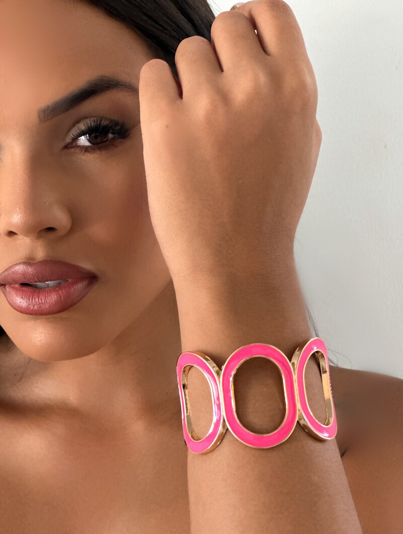 Bracelete Folheado a Ouro 18k Maxi Oval Resinado