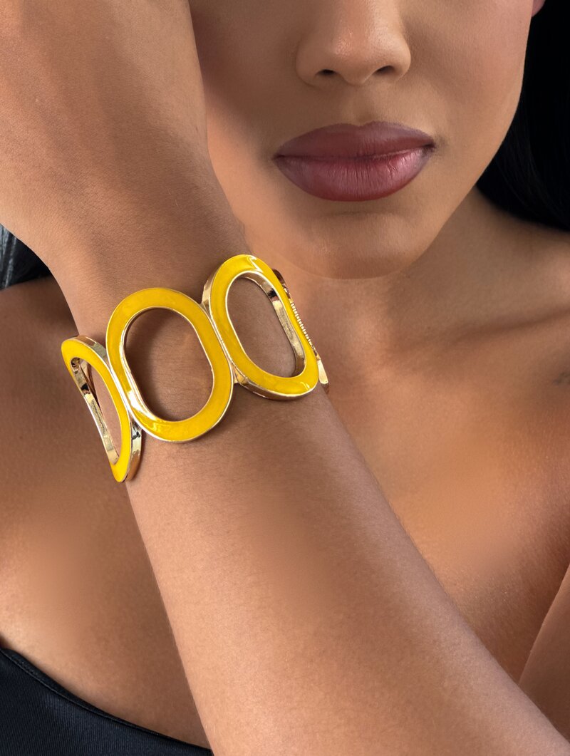 Bracelete Folheado a Ouro 18k Maxi Oval Resinado