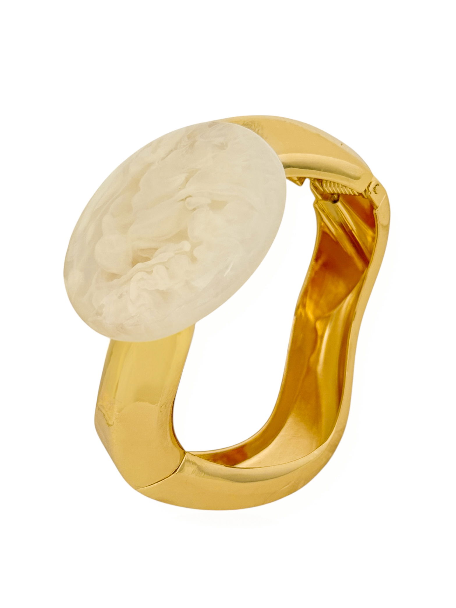 Bracelete Folheado a Ouro 18k Ondulado Com Círculo Resinado