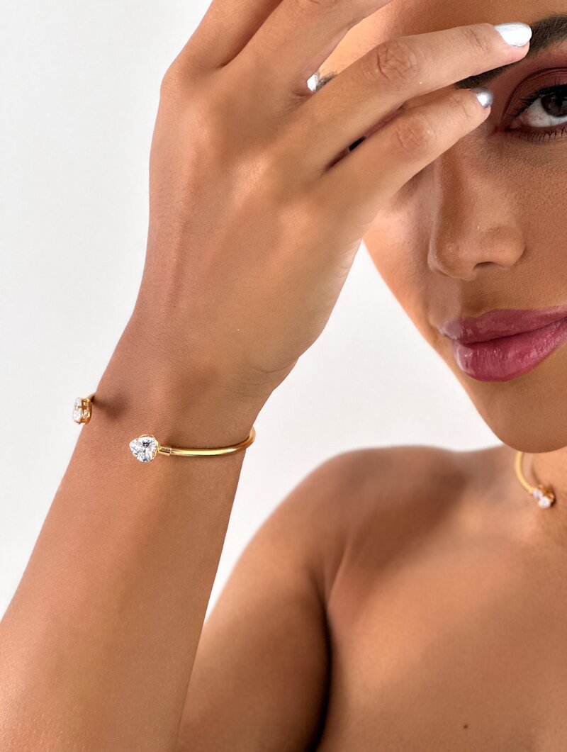 Bracelete Folheado a Ouro 18k Ponteira com Zirconia