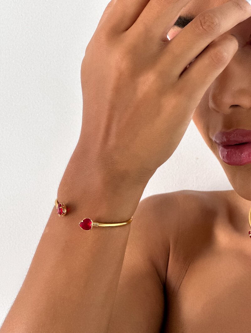 Bracelete Folheado a Ouro 18k Ponteira com Zirconia