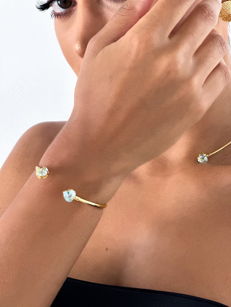 Bracelete Folheado a Ouro 18k Ponteira com Zirconia