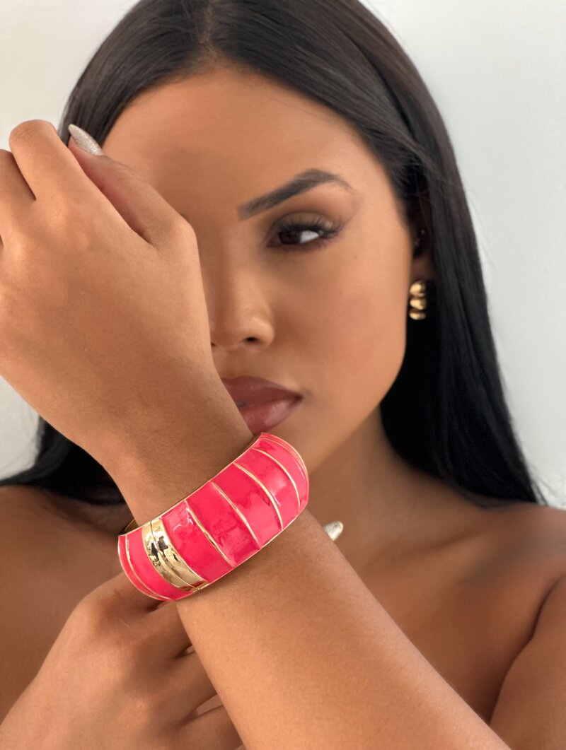 Bracelete Folheado a Ouro 18K Resinado Abaloado