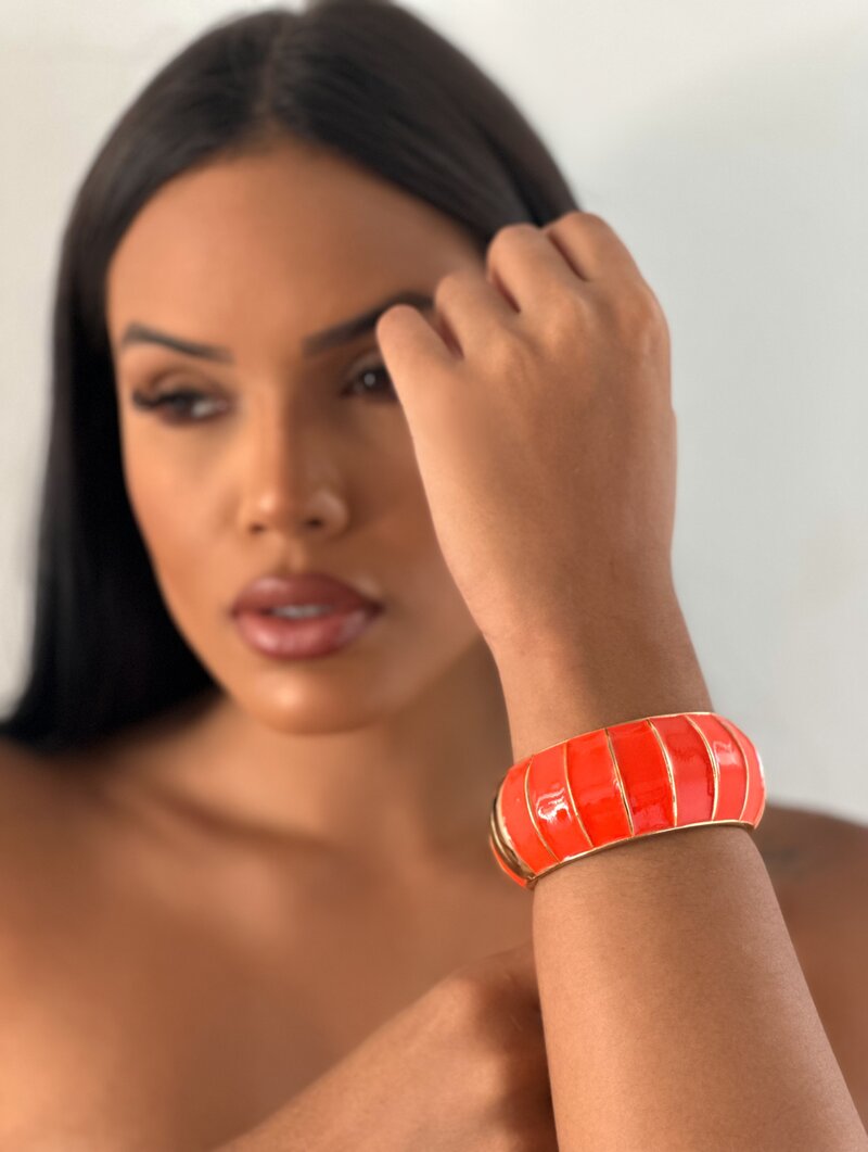 Bracelete Folheado a Ouro 18K Resinado Abaloado