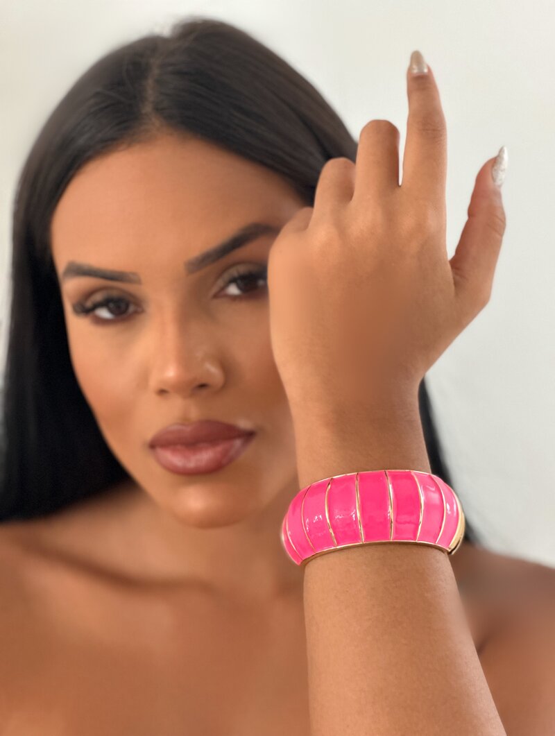 Bracelete Folheado a Ouro 18K Resinado Abaloado