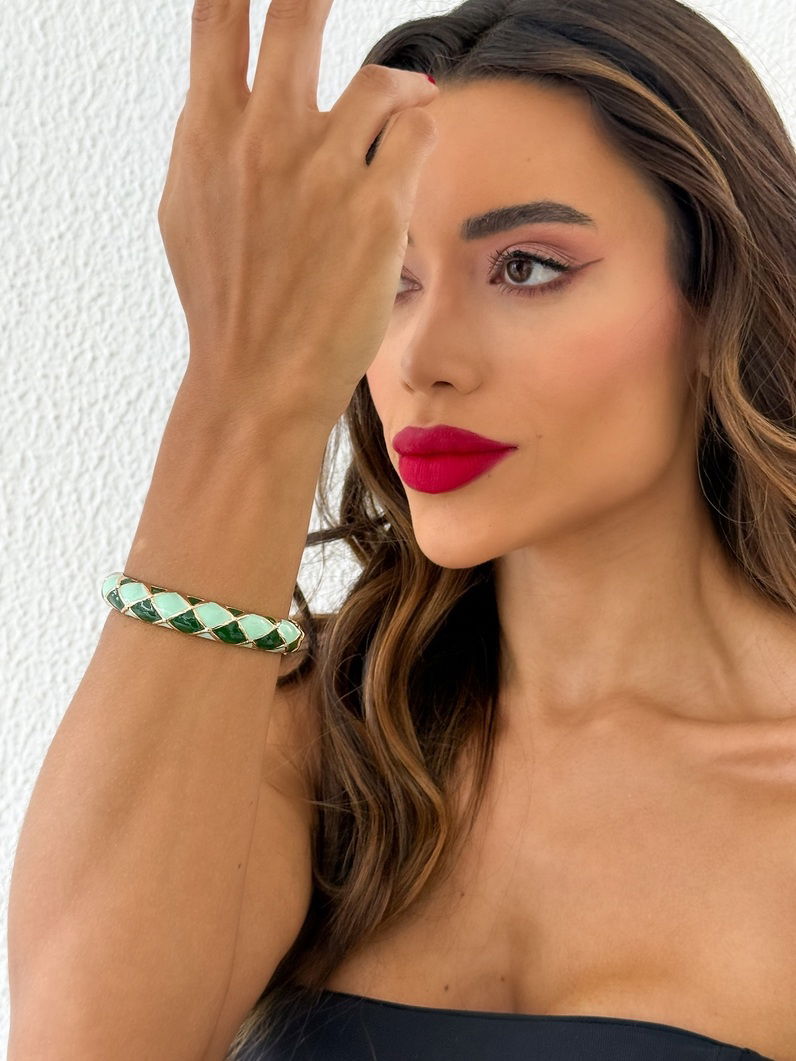 Bracelete Folheado a Ouro 18k Resinado Colorido