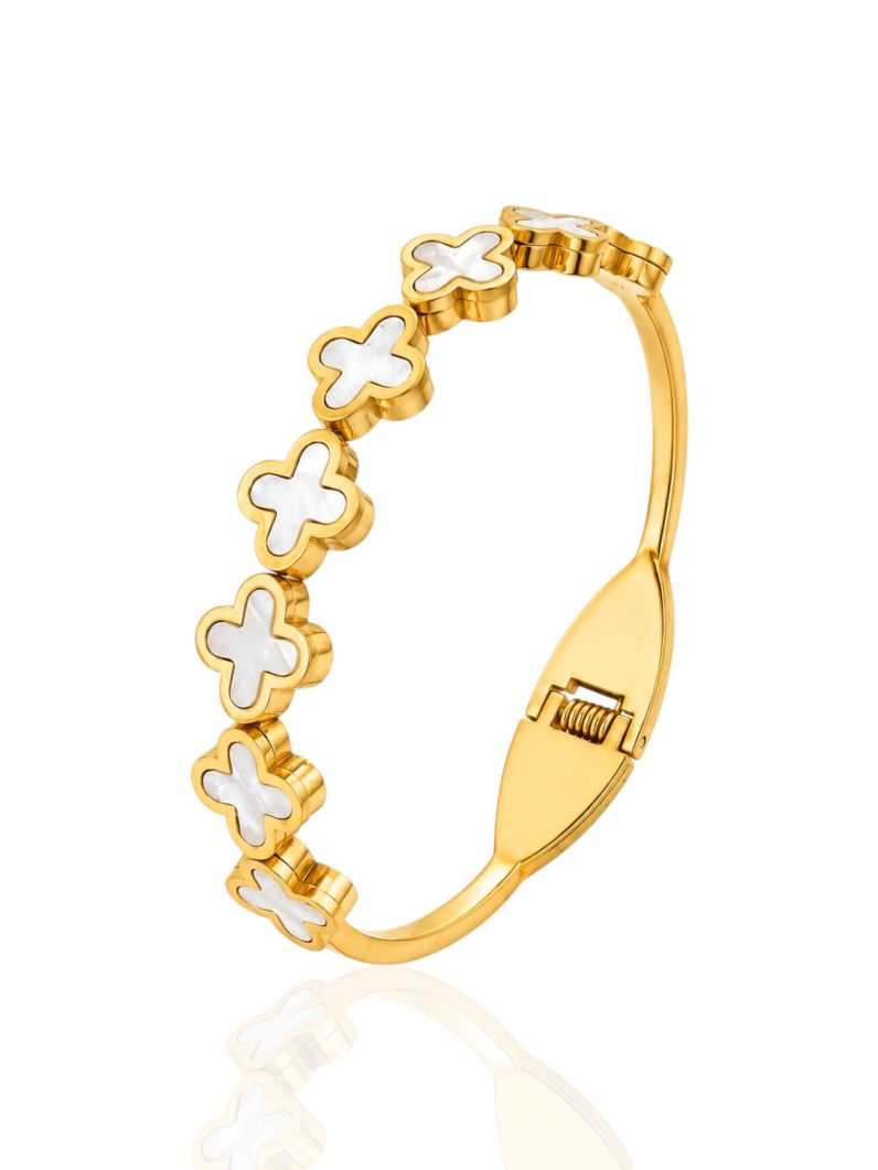 Bracelete Infantil de Aço Inoxidavel Folheado a Ouro 18k e Prata Inspiração Vg