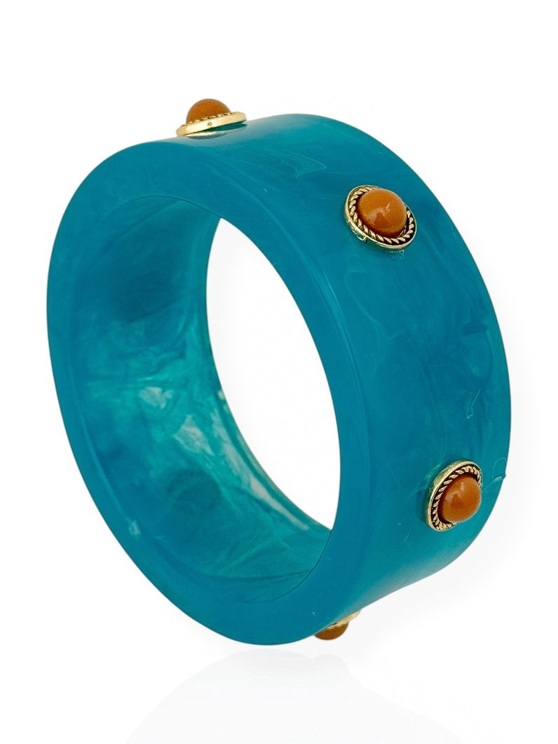 Bracelete Resinado Boho Chic Com Pedras