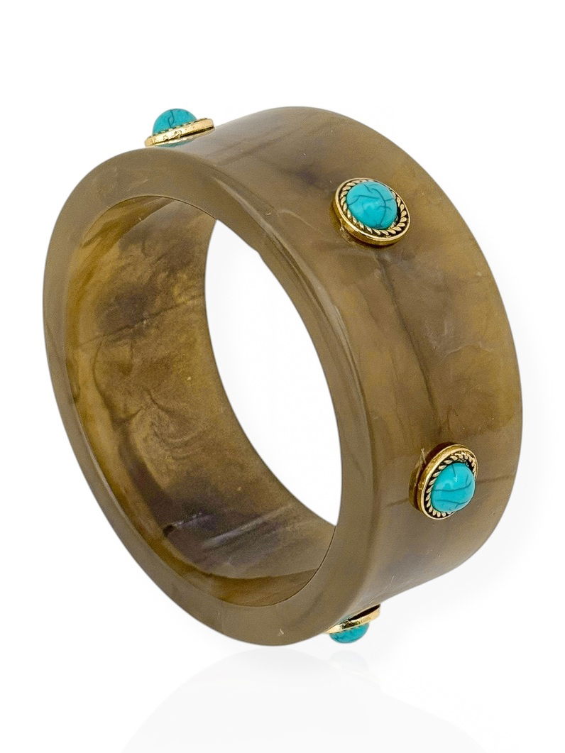 Bracelete Resinado Boho Chic Com Pedras