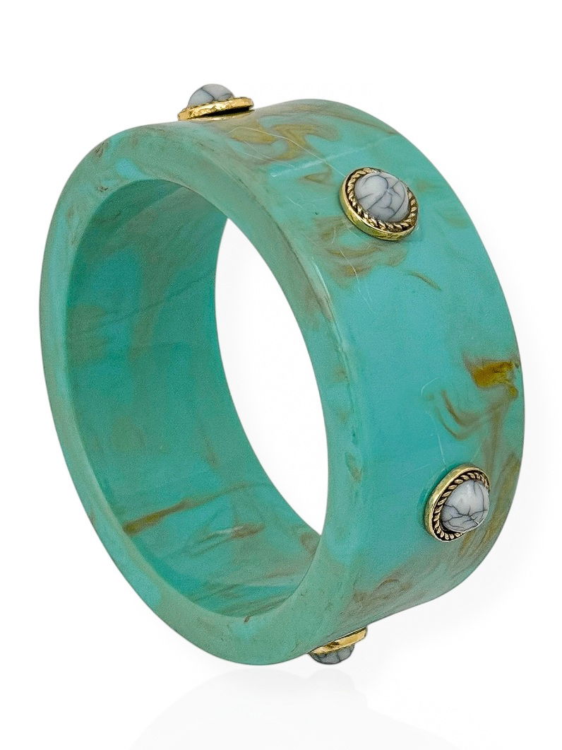 Bracelete Resinado Boho Chic Com Pedras